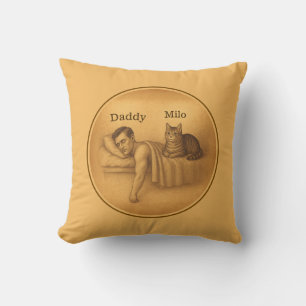 Coussin Drôle Chat Papa Dormir Illustration