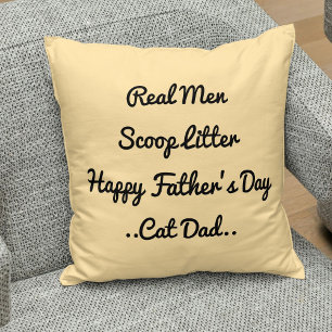 Coussin Drôle Chat Papa Fête des pères Cadeau Beige Noir t