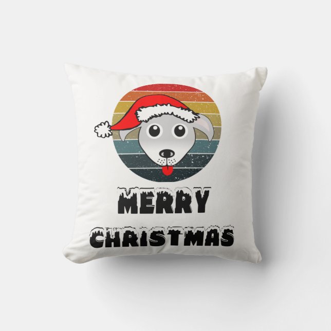 Coussin Drôle Chien Visage Gris Dessin Avec Casquette Du P (Recto)