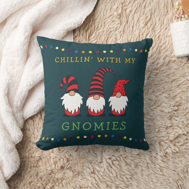 Coussin Drôle Chillin' avec mon jeu de Noël Gnomies | (Couverture)