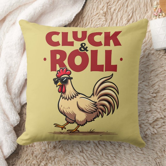 Coussin Drôle "Cluck & Roll" Cool Rooster Conception de de (Couverture)