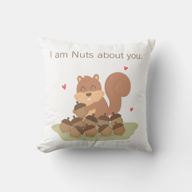 Coussin drôle d'amour pour toi avec un écureuil mi (Recto)