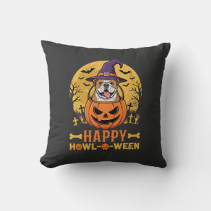 Coussin Drôle de Bouledogue Halloween Joyeux Howl-O-Ween V