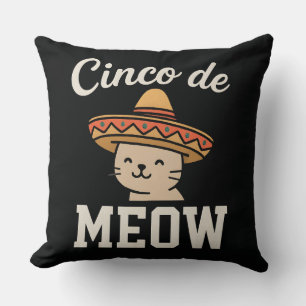 Coussin Drôle de Cinco de Meow Conception de Fiesta de Cha