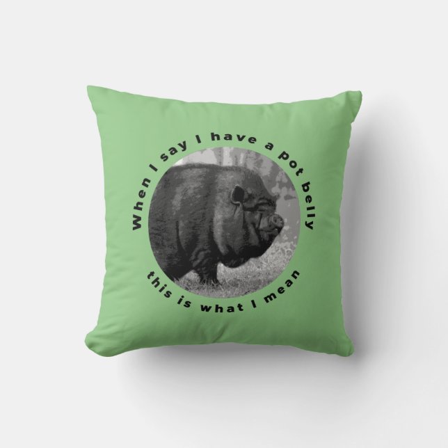 Coussin drôle de cochon ventru (Recto)