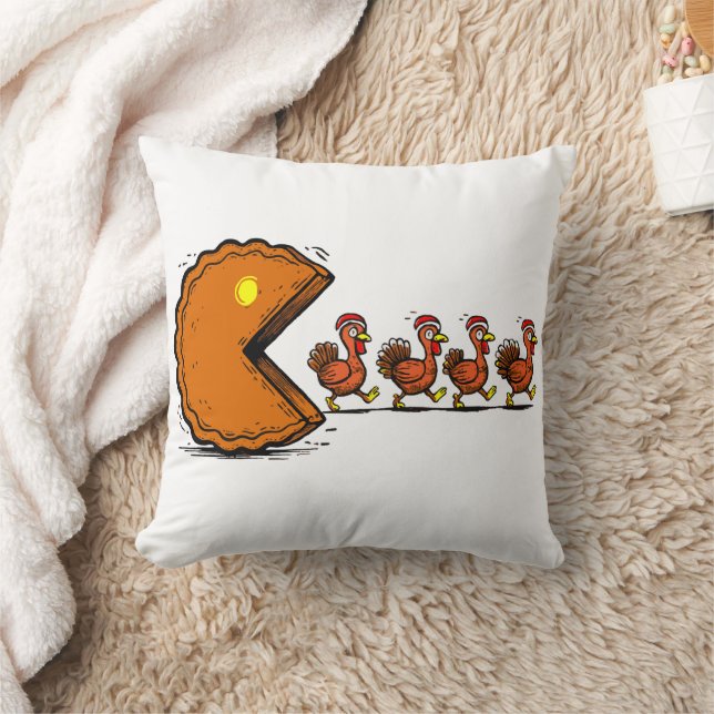 Coussin Drole de dinde mangeant de la tarte de Thanksgivin (Couverture)
