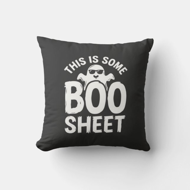 Coussin Drôle de feuille de Boo fantôme Halloween Design_1 (Recto)