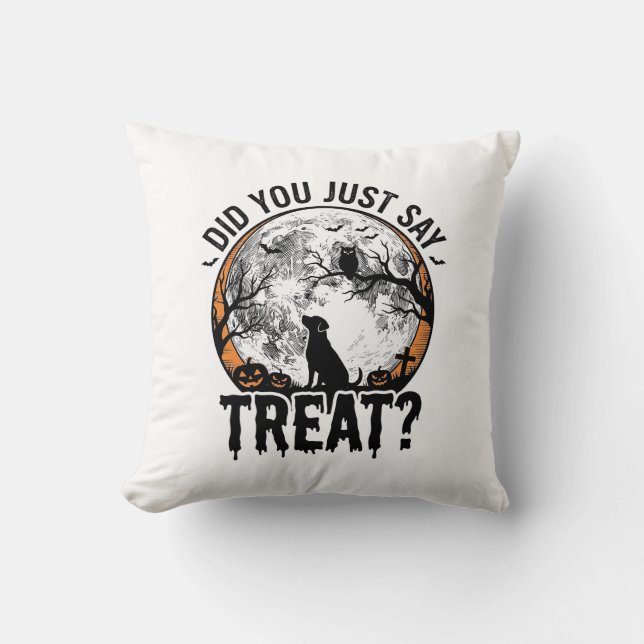 Coussin Drôle de friandise pour chien Halloween Design vec (Recto)