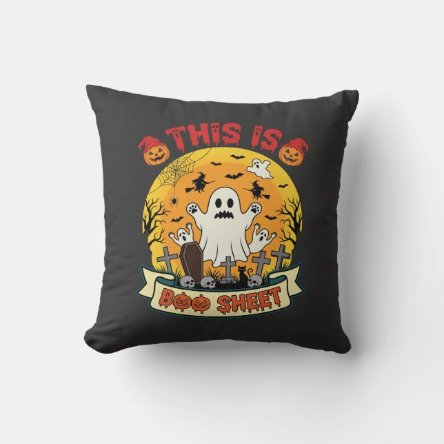 Coussin Drôle de Halloween Boo Sheet Fantôme Cimetière (Recto)