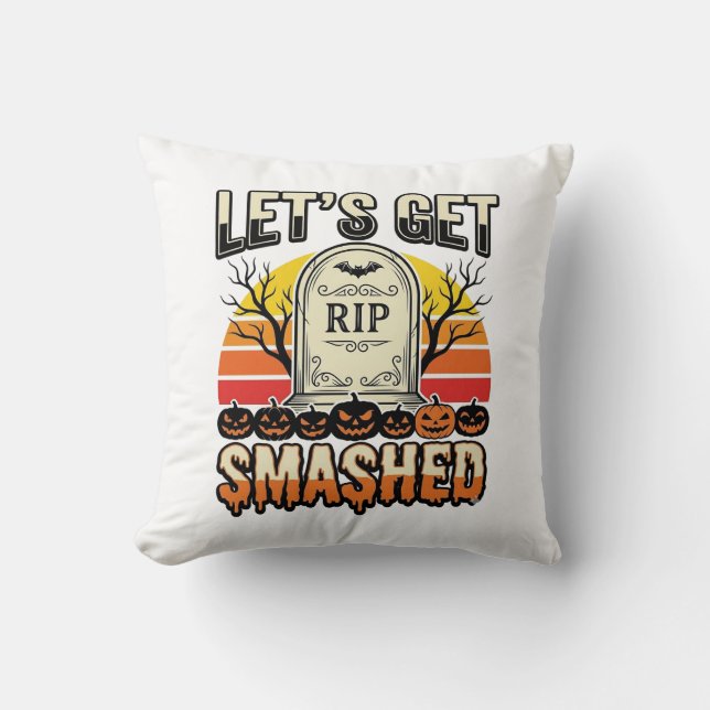 Coussin Drôle de Halloween Casse-gueule Design de Cimetièr (Recto)