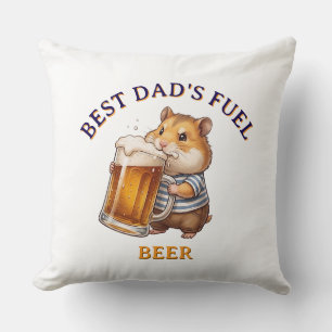 Coussin Drôle de hamster buvant de la bière -