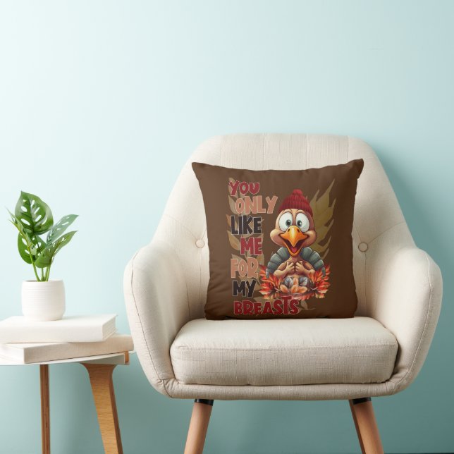Coussin Drôle de la Turquie seins Thanksgiving (Chaise)