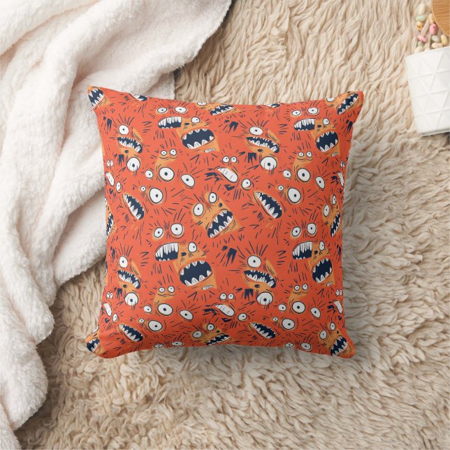Coussin Drôle de monstre orange visage criant  (Couverture)