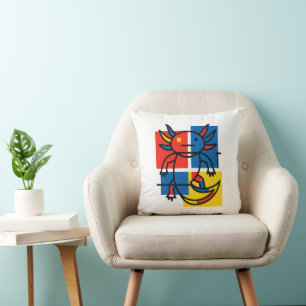 Coussin Drôle de motif d'art abstrait Axolotl Piet Mondria