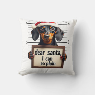 Coussin Drôle de Noël Teckel Cher Père Noël Je peux expliq