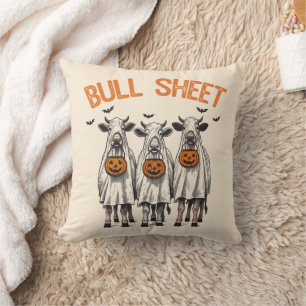 Coussin Drole de Taureau Feuille Halloween Vintage