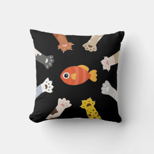 Coussin Drôle Design Chats Jouer Pour Attraper Du Poisson