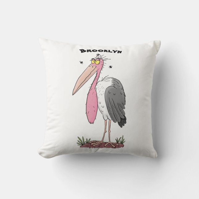 Coussin Drôle dessin animé de cigogne en marabou (Recto)