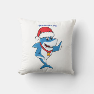 Coussin Drôle dessin animé de requin de Noël