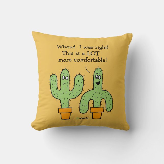 Coussin Drôle dessin de Cactus sur Desert Gold Arrière - p (Recto)