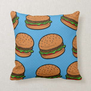 Coussin drôle d'hamburgers partout