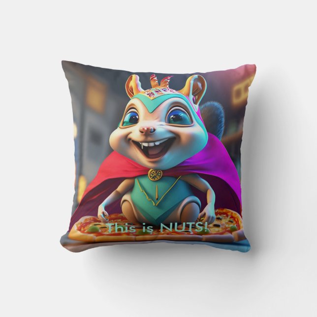 Coussin Drôle Écureuil Noix Pizza Cushion (Recto)
