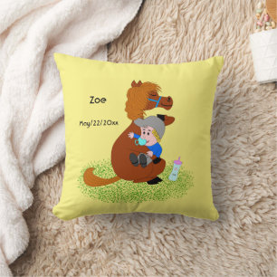 Coussin Drôle et mignon poney avec bébé - mignon