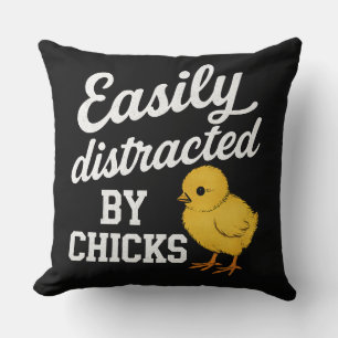 Coussin Drôle "Facilement Distrait Par Les Poules" Humo Sa