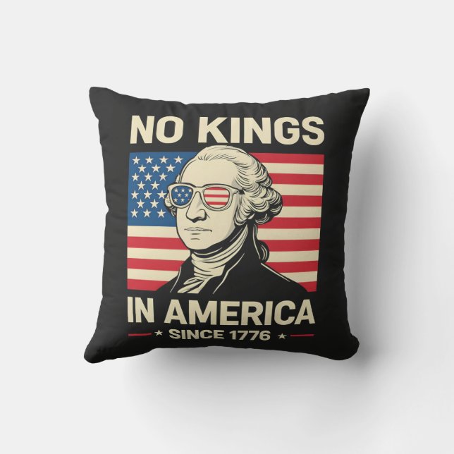 Coussin Drôle George Washington Pas de rois Amérique 1776 (Verso)
