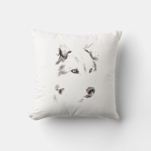 Coussin Drôle Gray Wolf tête croquis