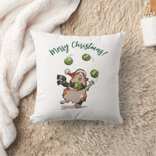 Coussin Drôle Guinéen Cochon Joyeux Noël ! Dessin de contr
