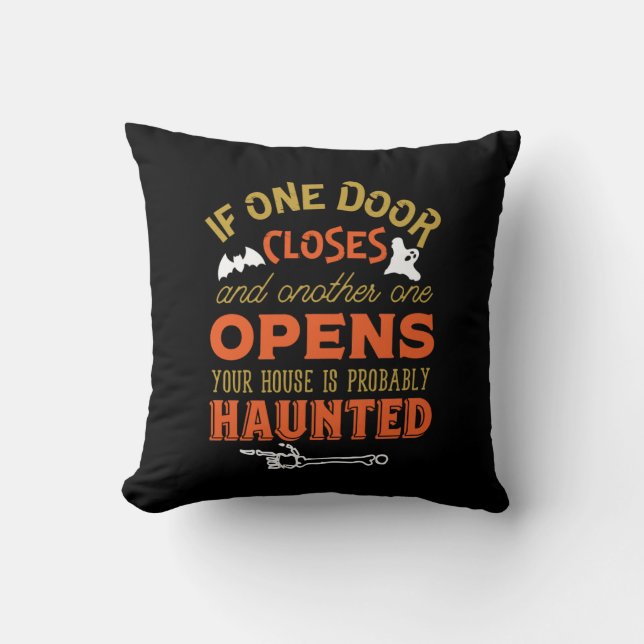 Coussin Drôle Haunated House Citation Inspirationnelle Hal (Recto)