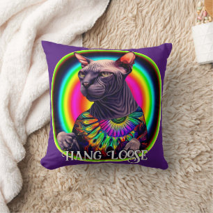 Coussin Drôle Hippie Sphynx Chat