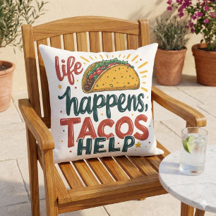Coussin Drôle Humour de nourriture Fiesta Amoureux de Taco