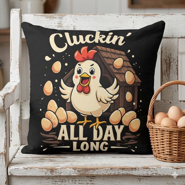Coussin Drôle Humour de poulet Rustique vie agricole Jeu d (Funny Chicken Humor Rustic Farm Life Throw Pillow Mockup A)
