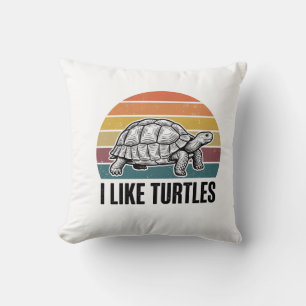 Coussin Drôle J'aime Les Tortues Vintage Gravure T-Shirt D