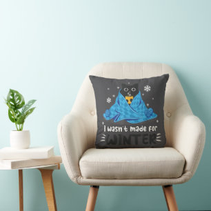 Coussin Drôle Je n'étais pas fait pour l'hiver Mignon Chat