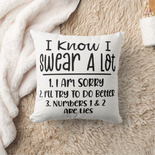 Coussin Drôle Je sais je jure beaucoup