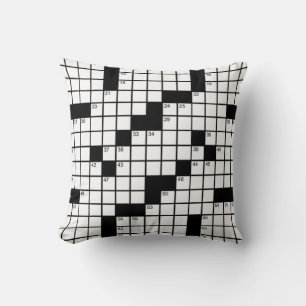 Coussin Drôle jeu de mots croisés noir et blanc