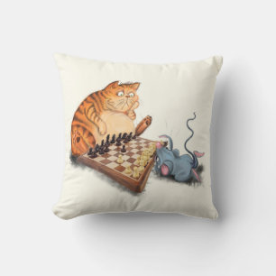 Coussin Drôle Jeu d'oreiller Chat et souris Jouer aux éche