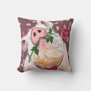 Coussin Drôle Jeu d'oreiller doux Cochon avec Rose