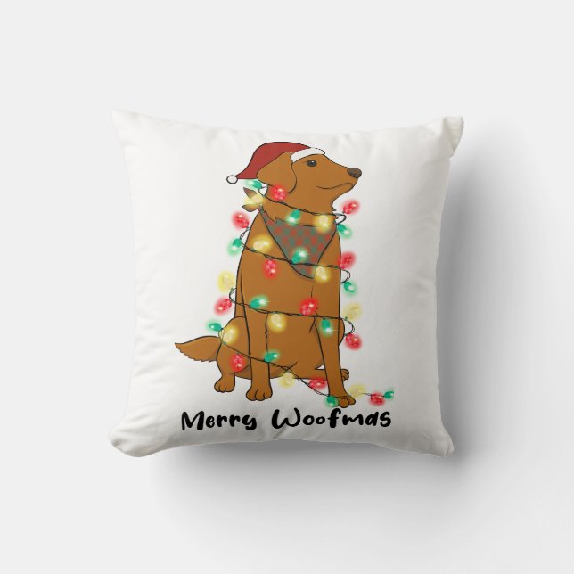 Coussin Drôle Joyeux chien de Noël (Recto)