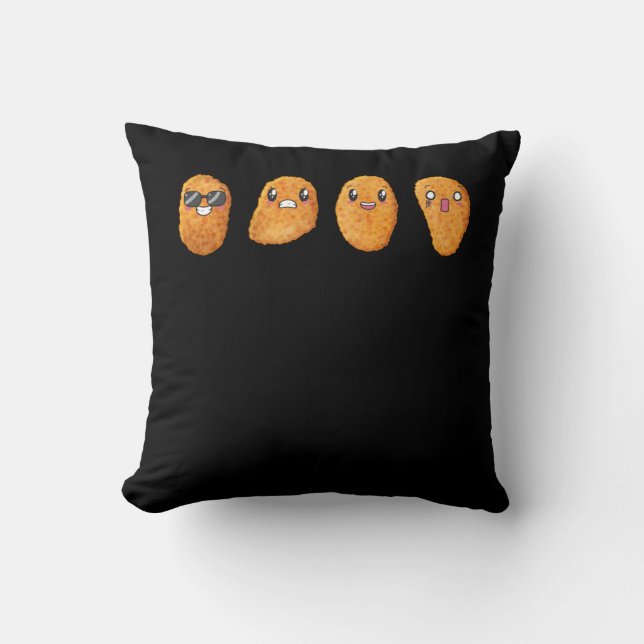 Coussin Drôle Joyeux Nourriture En Colère Nuggets De Poule (Recto)