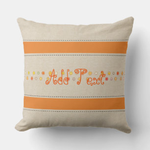 Coussin Drôle Lin Lumineux Orange Stripes Ajouter Nom du t