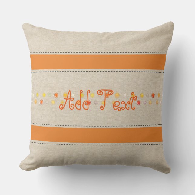 Coussin Drôle Lin Lumineux Orange Stripes Ajouter Nom du t (Recto)