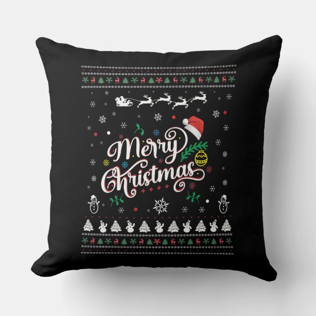 Coussin Drôle Mauvais Joyeux Noël (Recto)