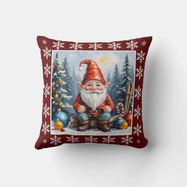 Coussin Drôle mignon hiver Whimsical Scandinavian Gnome (Verso)