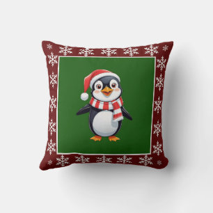 Coussin Drôle mignon tendance Penguin élégant Joyeux Noël
