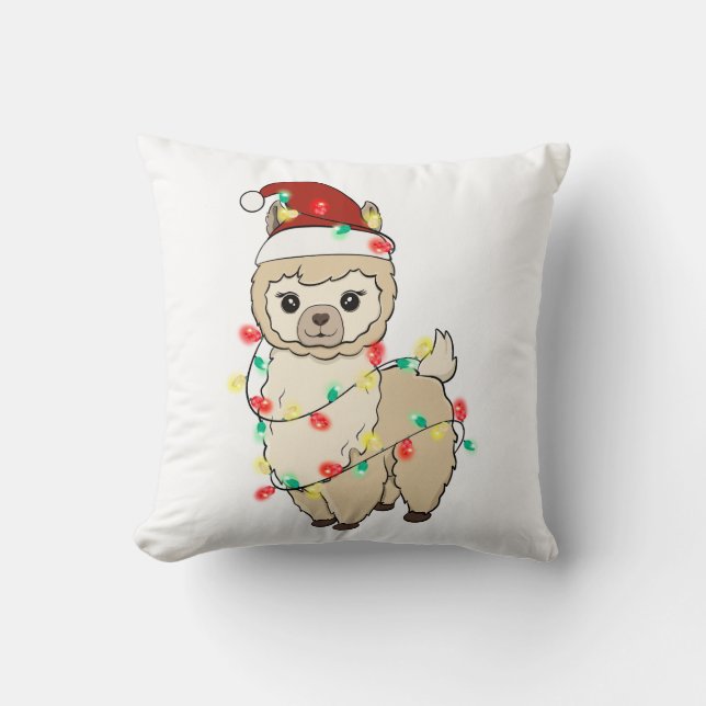 Coussin Drôle Mignonne Noël Llama (Recto)