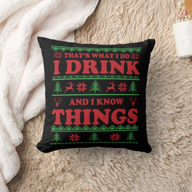 Coussin Drôle moche chandail de Noël dit whiskey (Couverture)